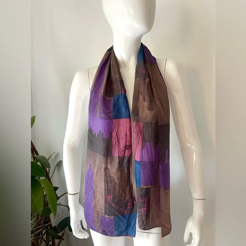 new york studio silk Colorful Abstract Scarf